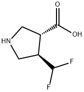 (3R,4R)-4-(二氟甲基)吡咯烷-3-甲酸 结构式