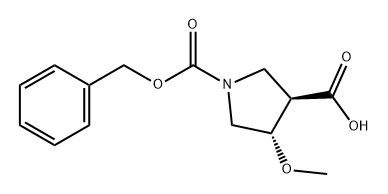 (3R,4S)-1-((苄氧基)羰基)-4-甲氧基吡咯烷-3-羧酸 结构式