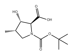 1,2-Pyrrolidinedicarboxylic acid, 3-hydroxy-4-methyl-, 1-(1,1-dimethylethyl) ester, (2S,3S,4S)- 结构式