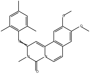 4H-Pyrimido[6,1-a]isoquinolin-4-one, 2,3-dihydro-9,10-dimethoxy-3-methyl-2-[(2,4,6-trimethylphenyl)imino]- 结构式