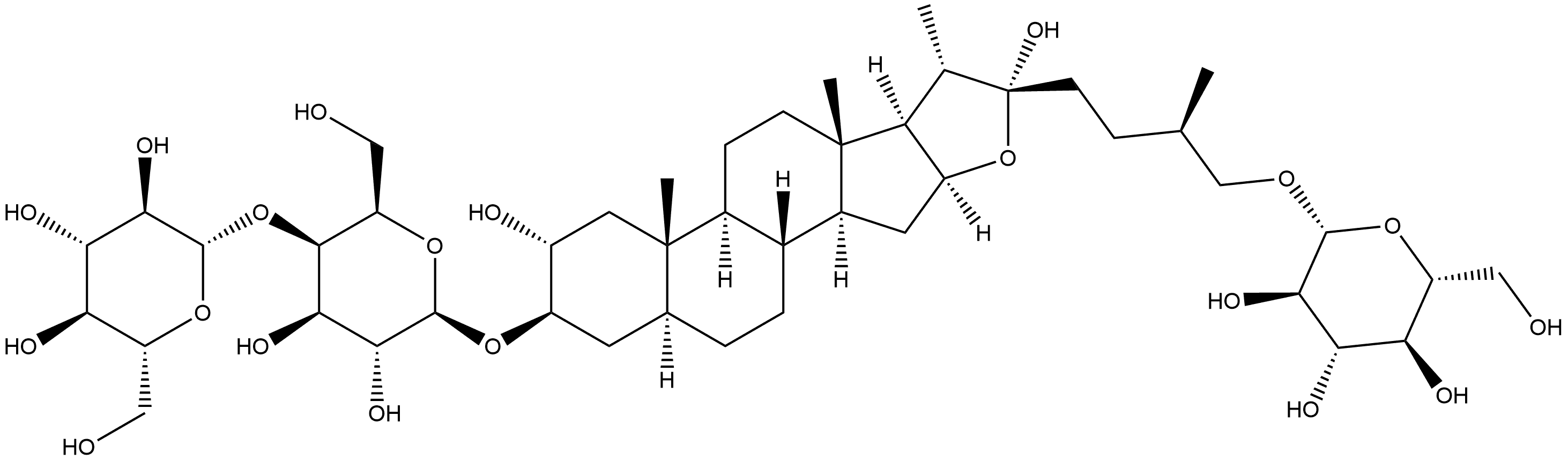 β-D-Galactopyranoside, (2α,3β,5α,22α,25R)-26-(β-D-glucopyranosyloxy)-2,22-dihydroxyfurostan-3-yl 4-O-β-D-glucopyranosyl- 结构式