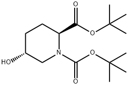 1,2-Bis(1,1-dimethylethyl) (2S,5R)-5-hydroxy-1,2-piperidinedicarboxylate 结构式