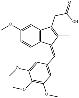 (Z)-2-[5-甲氧基-2-甲基-1-(3,4,5-三甲氧基亚苄基)-3-茚基]乙酸 结构式