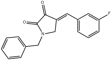 (E)-1-苄基-4-(3-氟苯亚甲基)吡咯烷-2,3-二酮 结构式