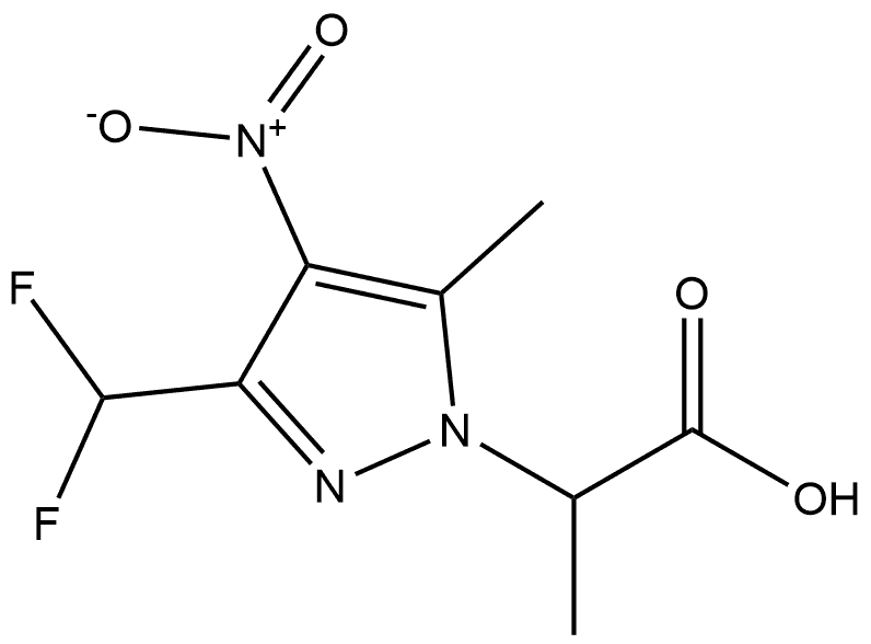 2-[3-(difluoromethyl)-5-methyl-4-nitro-1H-pyrazol-1-yl]propanoic acid 结构式