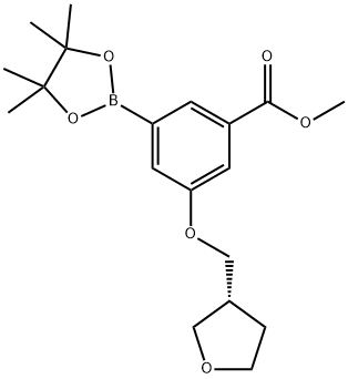 (R)-3-((四氢呋喃-3-基)甲氧基)-5-(4,4,5,5-四甲基-1,3,2-二氧硼杂硼烷-2-基)苯甲酸甲酯 结构式