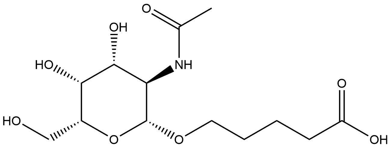 5-[(2-乙酰氨基-2-脱氧-Β-D-吡喃半乳糖基)氧基]-戊酸 结构式