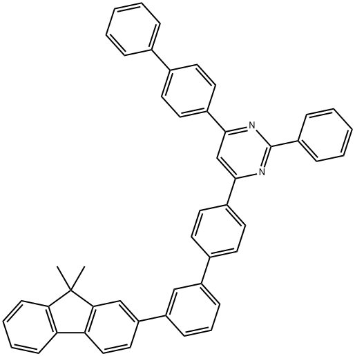 4-(联苯-4-基)-6-(3'-(9,9'-二甲基-9H-芴-2-基)联苯-4-基)-2-苯基嘧啶 结构式