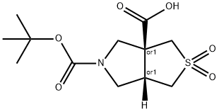 rac-(3aR,6aS)-5-[(tert-butoxy)carbonyl]-2,2-dioxo-hexahydro-1H-2lambda6-thieno[3,4-c]pyrrole-3a-carboxylic acid 结构式