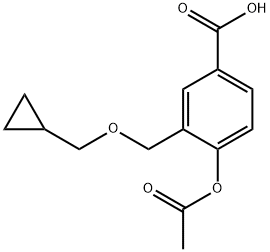 4-Acetoxy-3-((cyclopropylmethoxy)methyl)benzoic acid 结构式