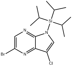 2-Bromo-7-chloro-5-(triisopropylsilyl)-5H-pyrrolo[2,3-b]pyrazine 结构式