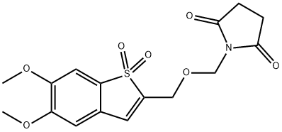 1-(((5,6-Dimethoxy-1,1-dioxidobenzo[b]thiophen-2-yl)methoxy)methyl)pyrrolidine-2,5-dione 结构式