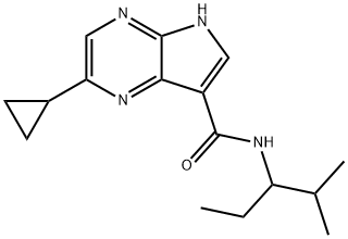 2-Cyclopropyl-N-(2-methylpentan-3-yl)-5H-pyrrolo[2,3-b]pyrazine-7-carboxamide 结构式