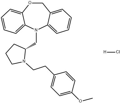 Dibenz[b,e][1,4]oxazepine, 5,11-dihydro-5-[[(2R)-1-[2-(4-methoxyphenyl)ethyl]-2-pyrrolidinyl]methyl]-, hydrochloride (1:1) 结构式