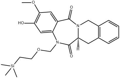 (S)-3-羟基-2-甲氧基-5-((2-(三甲基甲硅烷基)乙氧基)甲基)-7,12-二氢苯并[5,6][1,4]二氮杂[[1,2-B]异喹啉-6,14(5H,6AH)-二酮 结构式