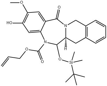 烯丙基(6AS)-6-((叔丁基二甲基甲硅烷基)氧基)-3-羟基-2-甲氧基-14-氧代-6,6A,7,12-四氢苯并[5,6][1,4]二氮杂[1,2-B]异喹啉-5(14H)-羧酸盐 结构式