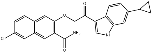 SPR-00305 POTENTLY INHIBITED THE MVFR PATHWAY WITH IC50S OF 115 NM AGAINST 4-HYDROXY-2-HEPTYLQUINOLINE (HHQ); 93 NM AGAINST PYOCYANIN (PYO) AND 109 NM AGAINST 3;4-DIHYDROXY-2-HEPTOQUINOLINE (PQS) IN PA14. 结构式