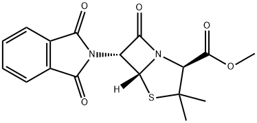 (2S,5R,6R)-6-(1,3-二氧代-2-吲哚啉基)-3,3-二甲基-7-氧代-4-硫杂-1-氮杂双环[3.2.0]庚烷-2-甲酸甲酯 结构式