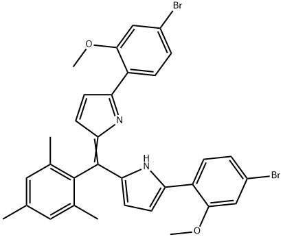 1H-Pyrrole, 2-(4-bromo-2-methoxyphenyl)-5-[[5-(4-bromo-2-methoxyphenyl)-2H-pyrrol-2-ylidene](2,4,6-trimethylphenyl)methyl]- 结构式