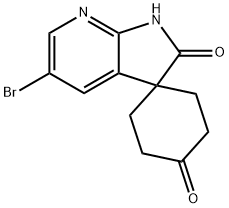 5'‐bromo‐1',2'‐dihydrospiro[cyclohexane‐1,3'‐pyrrolo[2,3‐b]pyridine]‐2',4‐dione 结构式