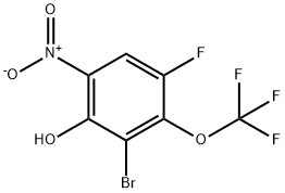 2-Bromo-4-fluoro-6-nitro-3-(trifluoromethoxy)phenol 结构式