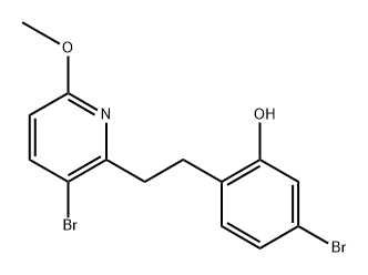 5-溴-2-[2-(3-溴-6-甲氧基-2-吡啶基)乙基]苯酚 结构式