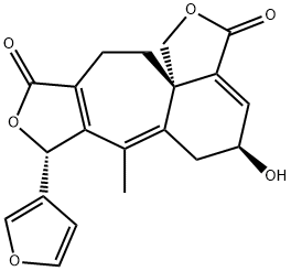 1H,3H-Furo[3',4':4,5]cyclohept[1,2-d]isobenzofuran-3,10(8H)-dione, 8-(3-furanyl)-5,6,11,12-tetrahydro-5-hydroxy-7-methyl-, (5S,8R,12aS)- 结构式