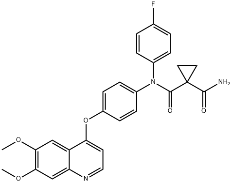 1-N'-[4-(6,7-dimethoxyquinolin-4-yl)oxyphenyl]-1-N'-(4-fluorophenyl)cyclopropane-1,1-dicarboxamide 结构式