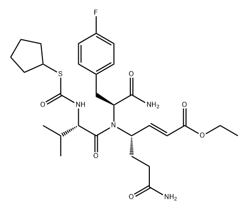 L-Phenylalaninamide, N-[(cyclopentylthio)carbonyl]-L-valyl-N-[(1S,2E)-1-(3-amino-3-oxopropyl)-4-ethoxy-4-oxo-2-butenyl]-4-fluoro- (9CI) 结构式