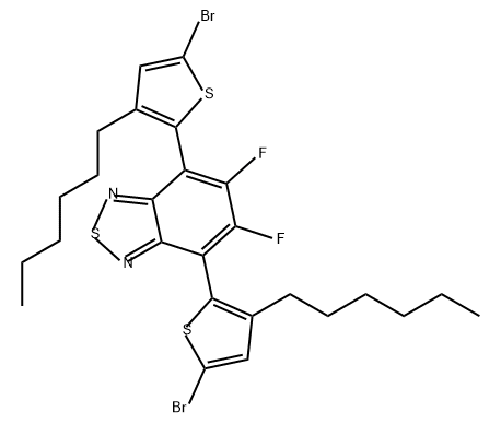 IN2146, 4,7-双(5-溴-3-己基噻吩基)-5,6-二氟苯并[C][1,2,5]噻二唑 结构式