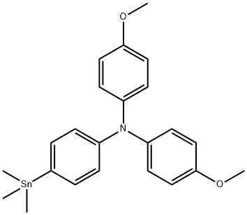 4-甲氧基-N-(4-甲氧基苯基)-N-(4-(三甲基锡烷基)苯基)苯胺 结构式