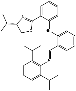 (S,E)-2,6-二异丙基-N-(2-((2-(4-异丙基-4,5-二氢噁唑-2-基)苯基)氨基)亚苄基)苯胺 结构式
