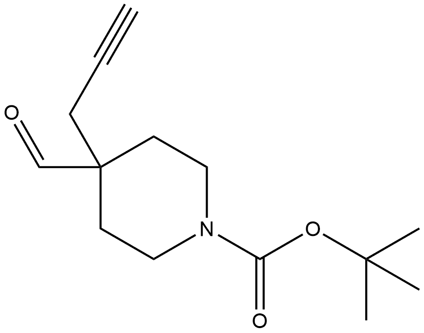 4-甲酰基-4-(丙-2-炔-1-基)哌啶-1-甲酸叔丁酯 结构式