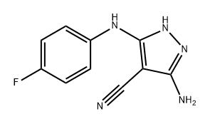 1H-Pyrazole-4-carbonitrile, 3-amino-5-[(4-fluorophenyl)amino]- 结构式