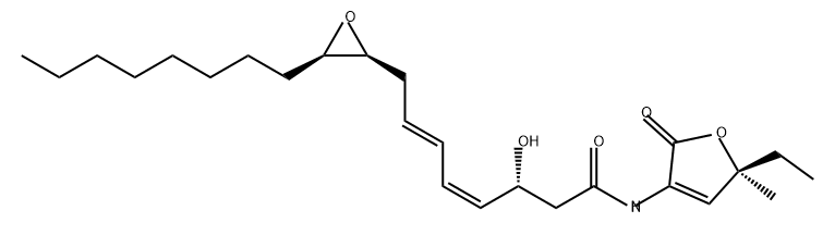 4,6-Octadienamide, N-[(5S)-5-ethyl-2,5-dihydro-5-methyl-2-oxo-3-furanyl]-3-hydroxy-8-[(2S,3R)-3-octyl-2-oxiranyl]-, (3R,4Z,6E)- 结构式