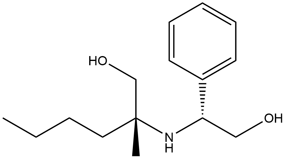 (R)-2-(((R)-2-Hydroxy-1-phenylethyl)amino)-2-methylhexan-1-ol, TsOH 结构式