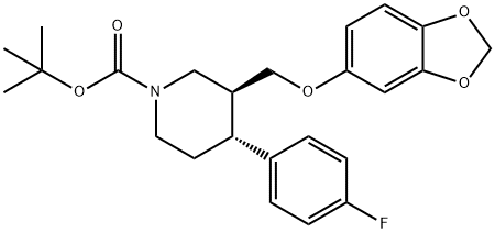 1-Piperidinecarboxylic acid, 3-[(1,3-benzodioxol-5-yloxy)methyl]-4-(4-fluorophenyl)-, 1,1-dimethylethyl ester, (3S,4R)- 结构式