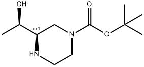 rel-1,1-Dimethylethyl (3R)-3-[(1R)-1-hydroxyethyl]-1-piperazinecarboxylate 结构式