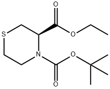 4-(1,1-Dimethylethyl) 3-ethyl (3R)-3,4-thiomorpholinedicarboxylate 结构式