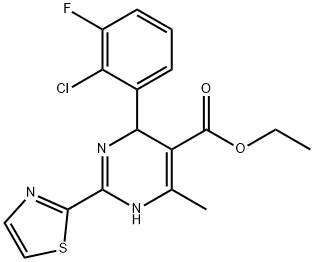 4-(2-氯-3-氟苯基)-6-甲基-2-(噻唑-2-基)-1,4-二氢嘧啶-5-羧酸乙酯 结构式