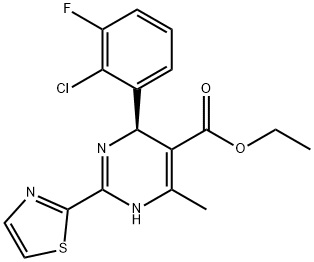(R)-4-(2-氯-3-氟苯基)-6-甲基-2-(噻唑-2-基)-1,4-二氢嘧啶-5-羧酸乙酯 结构式