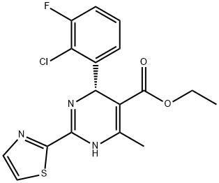 (S)-4-(2-氯-3-氟苯基)-6-甲基-2-(噻唑-2-基)-1,4-二氢嘧啶-5-羧酸乙酯 结构式