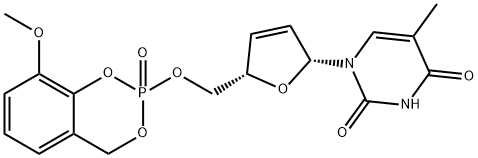 Thymidine, 2',3'-didehydro-3'-deoxy-5'-O-(8-methoxy-2-oxido-4H-1,3,2-benzodioxaphosphorin-2-yl)- (9CI) 结构式