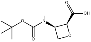 (2S,3R)-3-((叔丁氧基羰基)氨基)氧杂环丁烷-2-羧酸 结构式