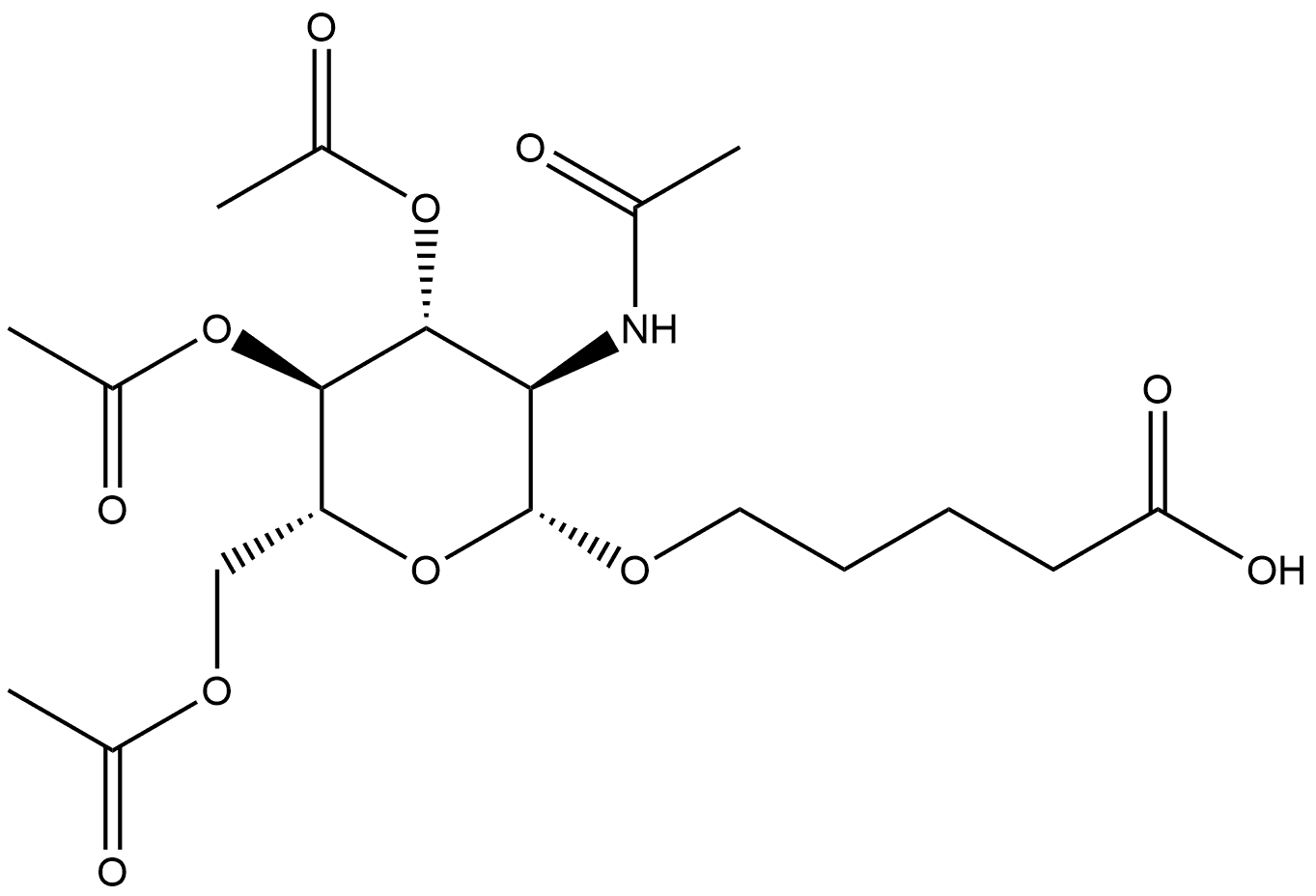 Pentanoic acid, 5-[[3,4,6-tri-O-acetyl-2-(acetylamino)-2-deoxy-β-D-glucopyranosyl]oxy]- 结构式