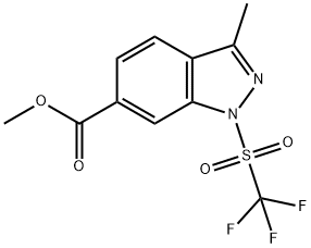 1H-Indazole-6-carboxylic acid, 3-methyl-1-[(trifluoromethyl)sulfonyl]-, methyl ester 结构式
