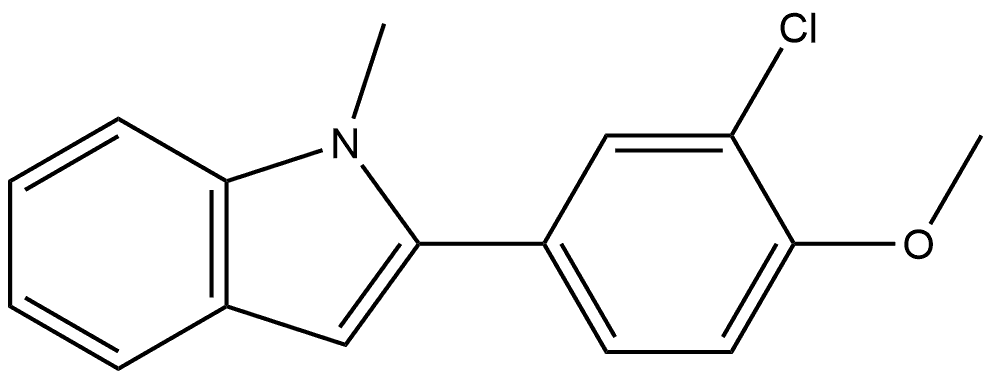 2-(3-氯-4-甲氧基苯基)-1-甲基吲哚 结构式