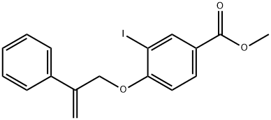 3-碘-4-((2-苯基烯丙基)氧)苯甲酸甲酯 结构式