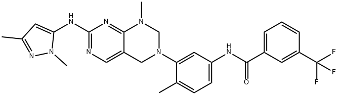 Benzamide, N-[3-[7-[(1,3-dimethyl-1H-pyrazol-5-yl)amino]-1,4-dihydro-1-methylpyrimido[4,5-d]pyrimidin-3(2H)-yl]-4-methylphenyl]-3-(trifluoromethyl)- 结构式