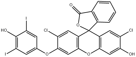 Spiro[isobenzofuran-1(3H),9'-[9H]xanthen]-3-one, 2',7'-dichloro-3'-hydroxy-6'-(4-hydroxy-3,5-diiodophenoxy)- 结构式